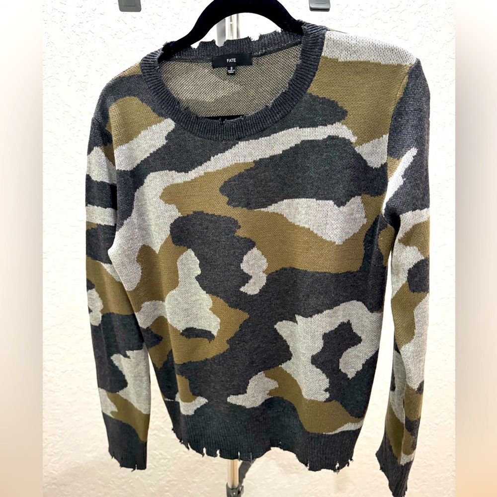 Fate sweater…slightly distressed….beautiful camo